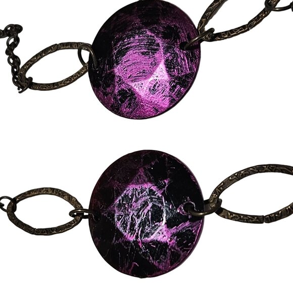 Elegant Purple Disc Silver Chain Multi Strand Statement Necklace Fashion Jewelry - Picture 2 of 5